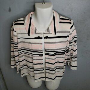 Ming Wang Petite Extra Large Peach and Black Cardigan Sweater